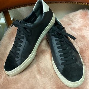 Vince suede leather lace up black sneakers Fulton